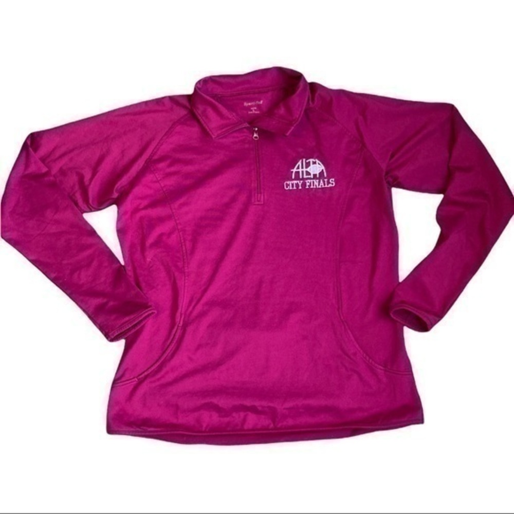 Sport tek Pullover size large Long sleeve thumb holes, pockets,  pink ALTA
